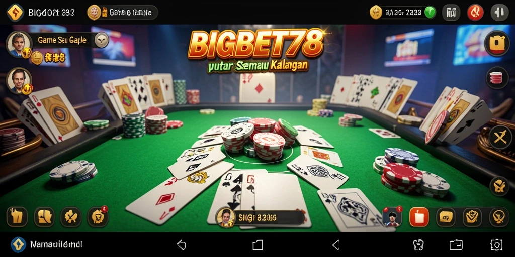 Tampilan gameplay seru dari aplikasi BIGBET78 yang menawarkan permainan Gaple.