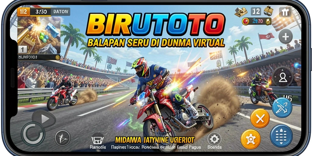 Screenshot gameplay menunjukkan balapan seru dan menegangkan di BIRUTOTO.