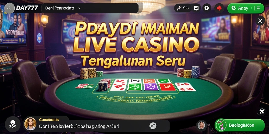 Screenshot menunjukkan dealer langsung dan permainan meja Live Casino yang menarik.