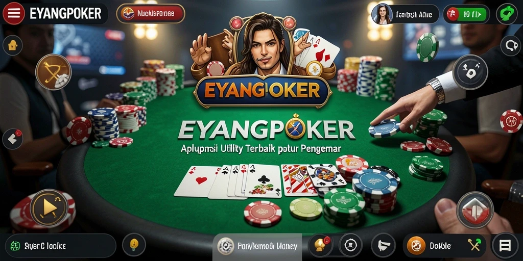 Tampilan aplikasi EYANGPOKER dengan berbagai fitur menarik.