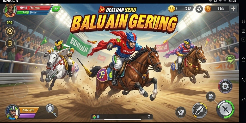 Tampilan gameplay menegangkan dari IDNRAJA saat balapan.